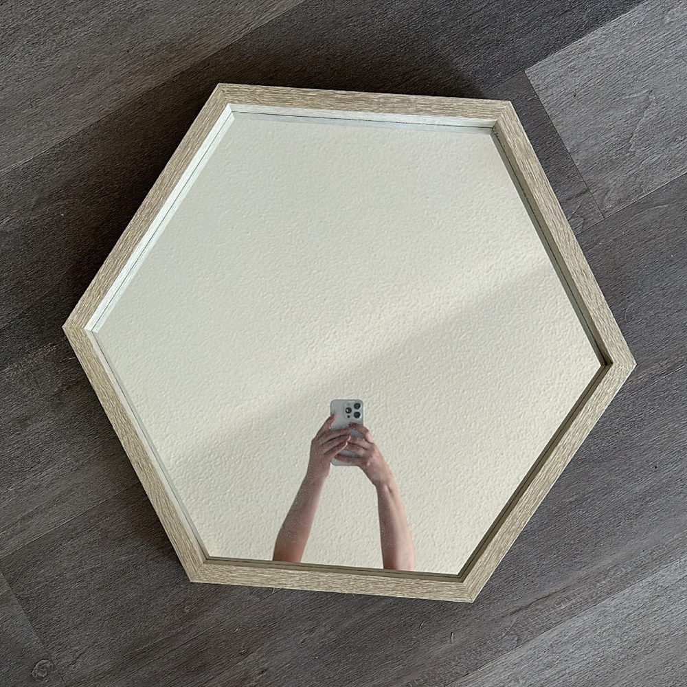 Hexagon wood mirror